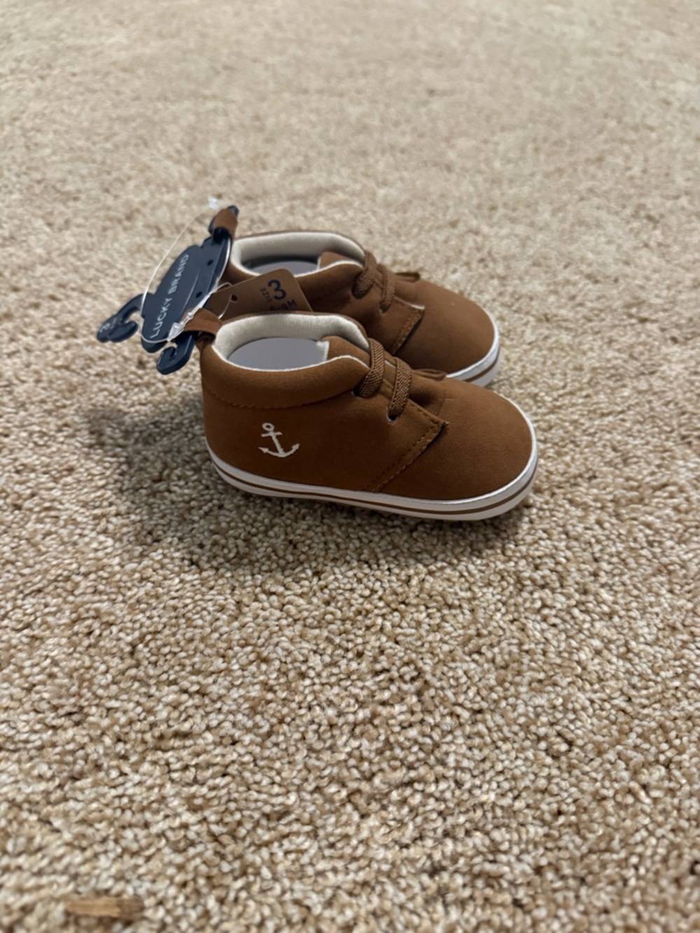 Lucky Brand Brown Anchor Lace-Up Baby Walker Shoes